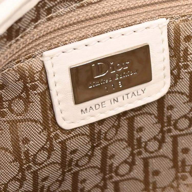 مملوكة مسبقًا Christian Dior White Canvas Saddle Handbag