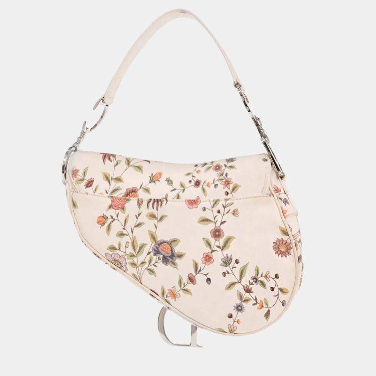 مملوكة مسبقًا Christian Dior White Canvas Saddle Handbag
