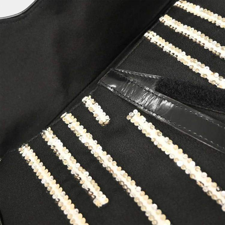 Pre Owned Christian Dior White Black Sequins Saddle Handbag