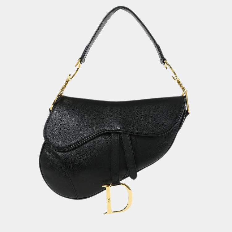 Pre Owned Dior Saddle Black Leather Bag
