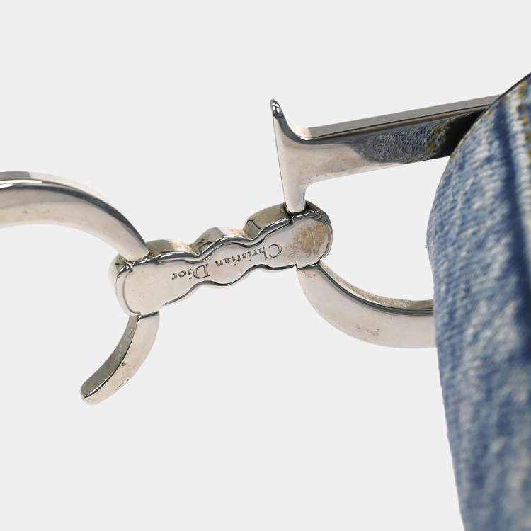 Pre Owned Dior Saddle Blue Denim Bag