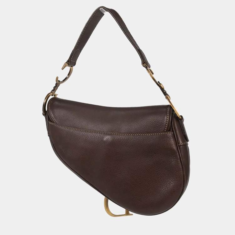 Pre Owned Christian Dior Brown Leather Saddle Handbag