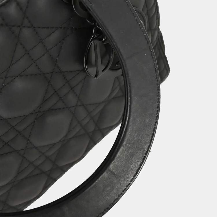 Pre Owned Christian Dior Black Lambskin Lady Dior Cannage Handbag