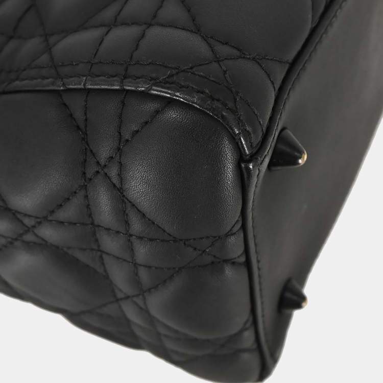 Pre Owned Christian Dior Black Lambskin Lady Dior Cannage Handbag