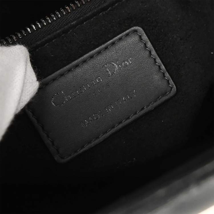Pre Owned Christian Dior Black Lambskin Lady Dior Cannage Handbag