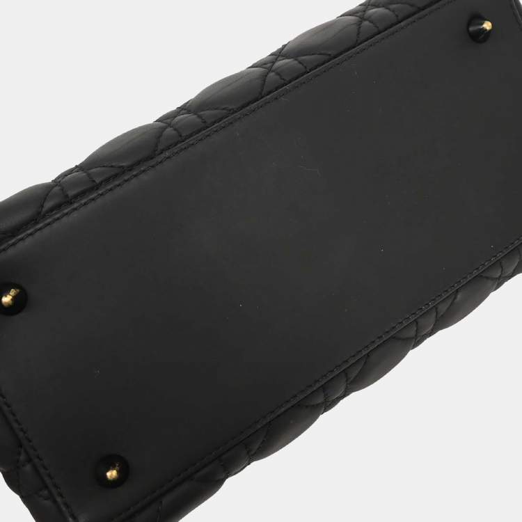 Pre Owned Christian Dior Black Lambskin Lady Dior Cannage Handbag