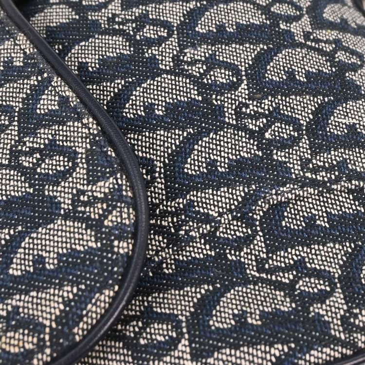 مملوكة مسبقًا Dior Trotter Double Saddle Navy Canvas Shoulder Bag