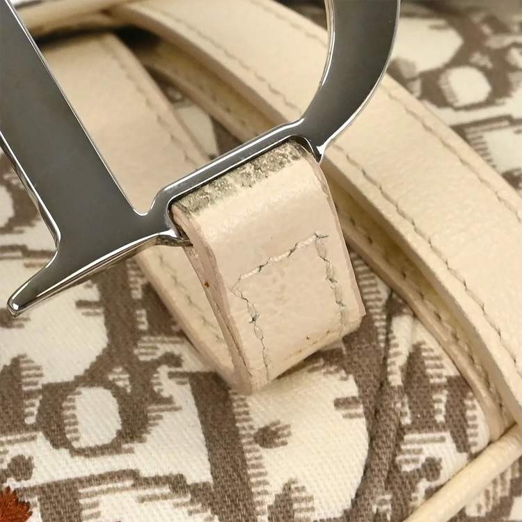 مملوكة مسبقًا Christian Dior Off-white Embroidered Trotter Saddle Handbag