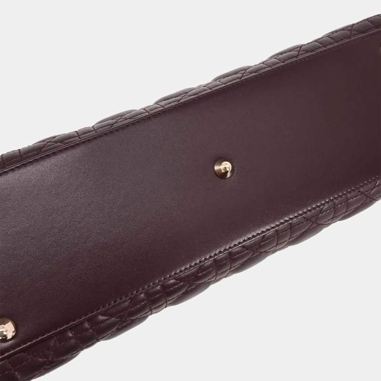 مملوكة مسبقًا Dior Lady Dior Bordeaux Lambskin Leather Top Handle Bag