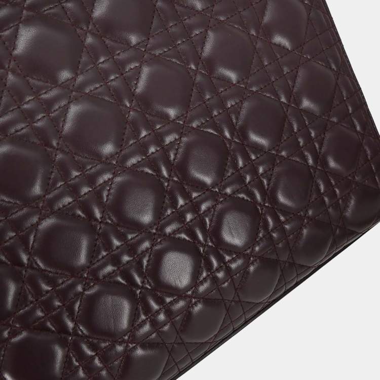 مملوكة مسبقًا Dior Lady Dior Bordeaux Lambskin Leather Top Handle Bag