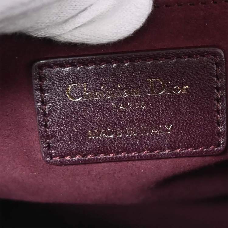 مملوكة مسبقًا Dior Lady Dior Bordeaux Lambskin Leather Top Handle Bag