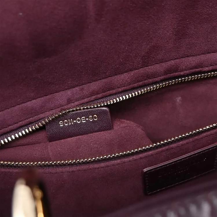 مملوكة مسبقًا Dior Lady Dior Bordeaux Lambskin Leather Top Handle Bag