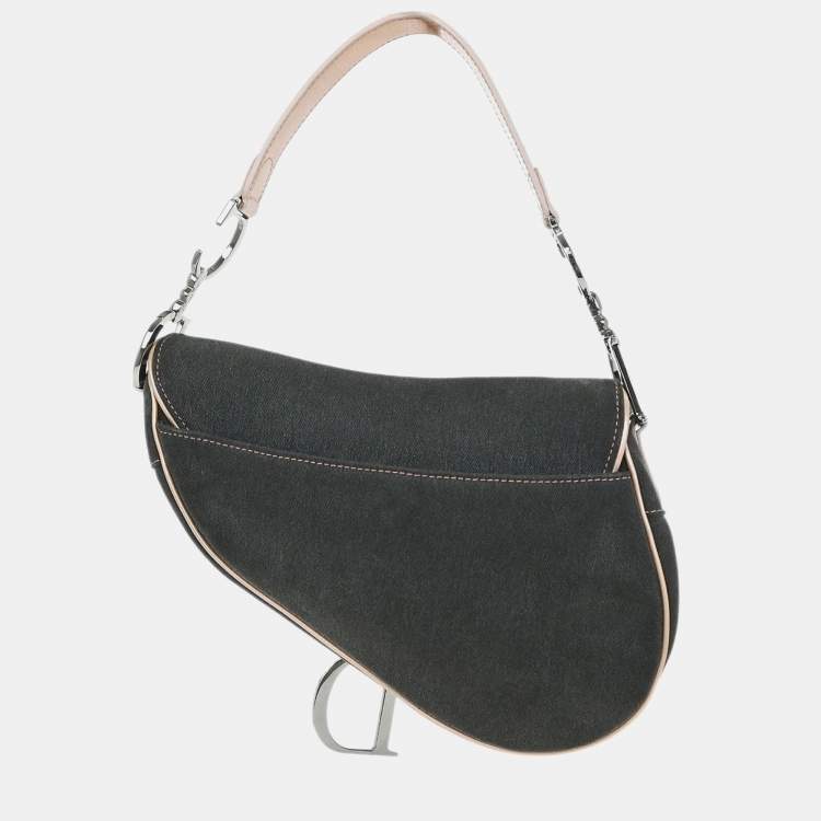 مملوكة مسبقًا Dior Saddle Grey Pink Denim Saddle Bag