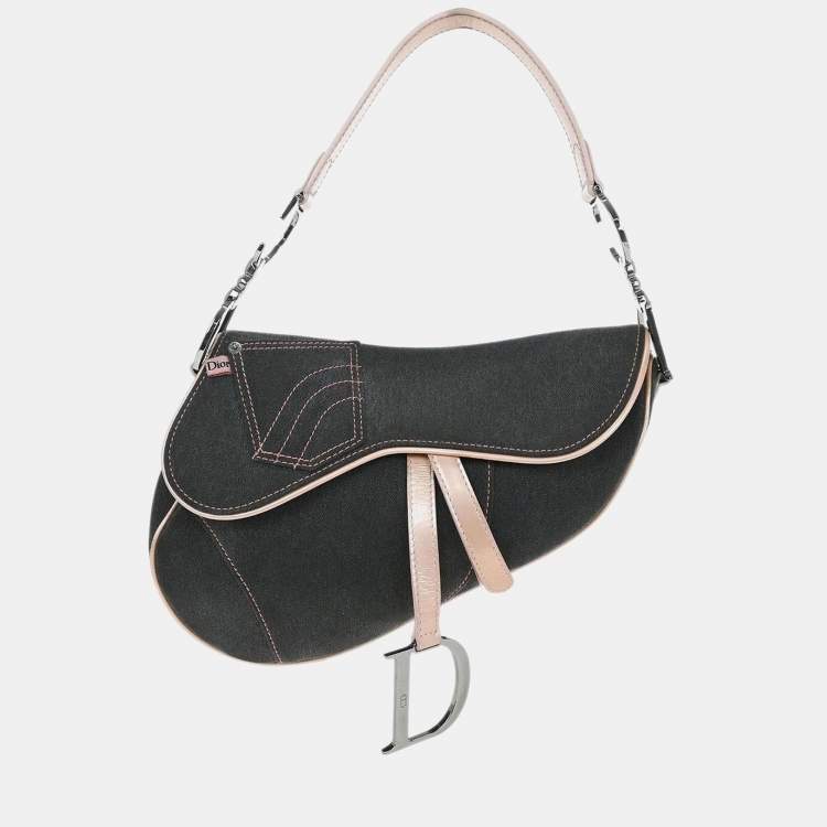 مملوكة مسبقًا Dior Saddle Grey Pink Denim Saddle Bag