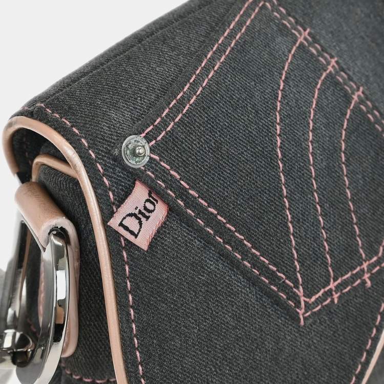 مملوكة مسبقًا Dior Saddle Grey Pink Denim Saddle Bag