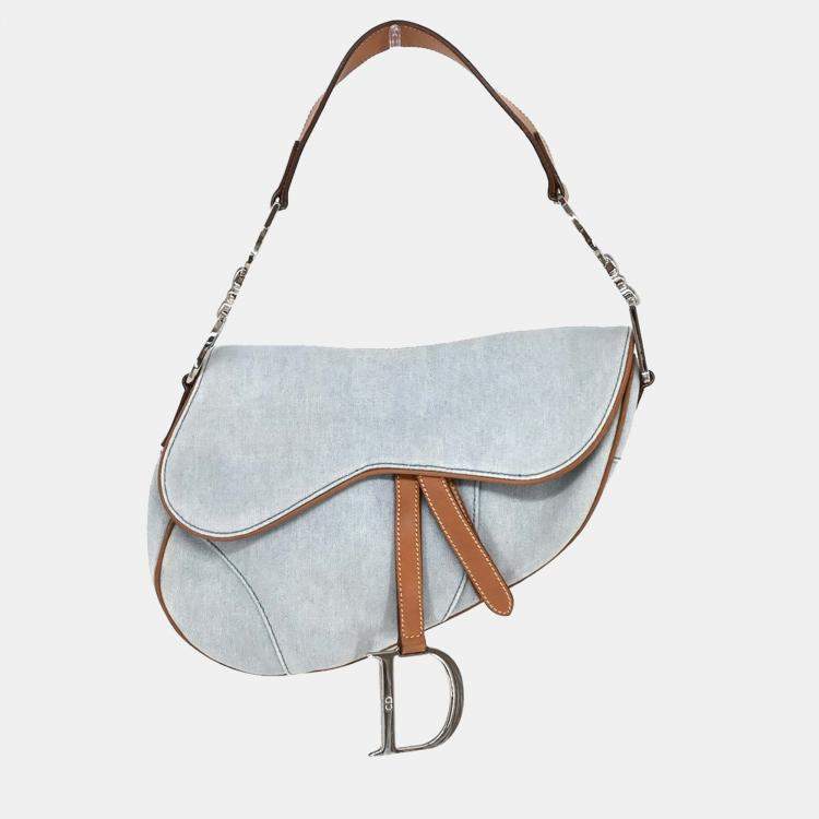 مملوكة مسبقًا Dior Saddle Blue Cotton Shoulder Bag