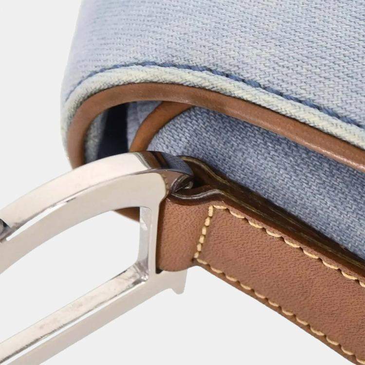 مملوكة مسبقًا Dior Saddle Blue Cotton Shoulder Bag