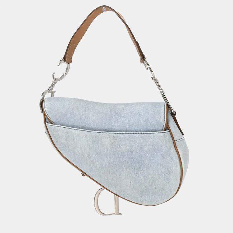 مملوكة مسبقًا Dior Saddle Blue Cotton Shoulder Bag