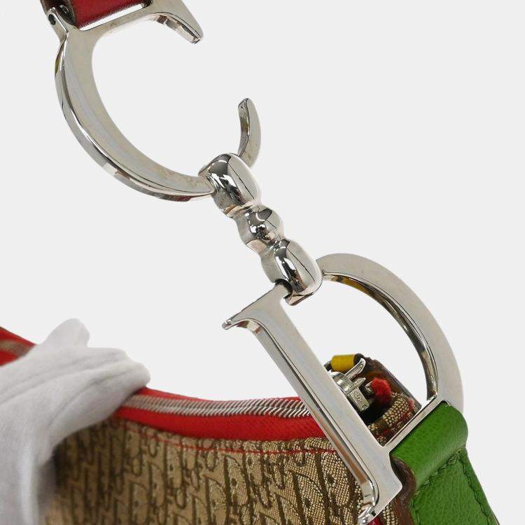 Pre Owned Dior Trotter Saddle Multicolor Canvas Shoulder Bag