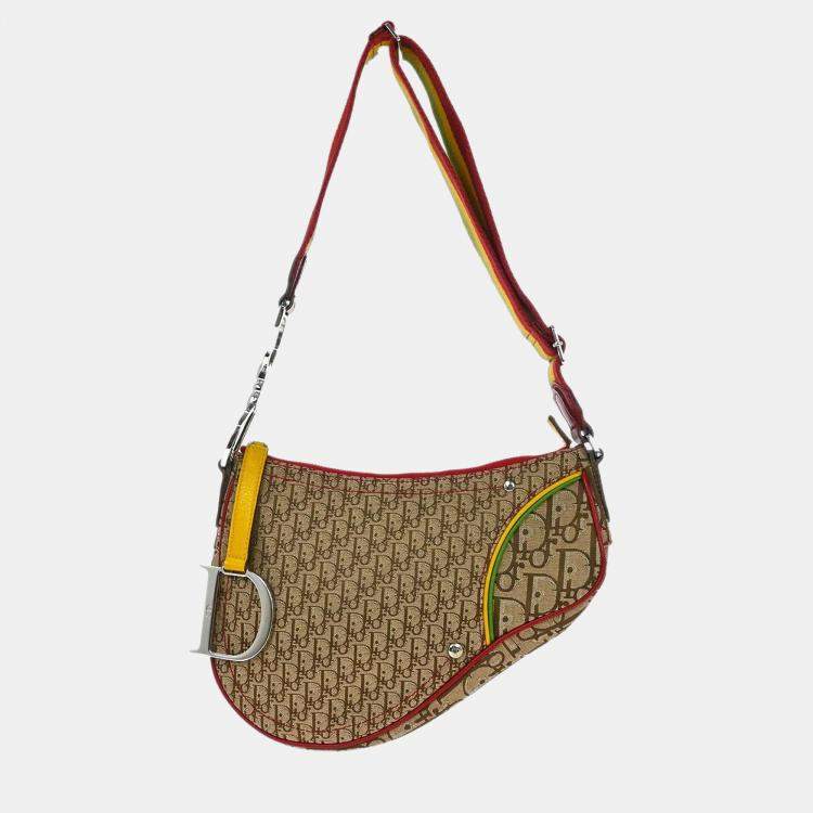 Pre Owned Dior Trotter Saddle Multicolor Canvas Shoulder Bag