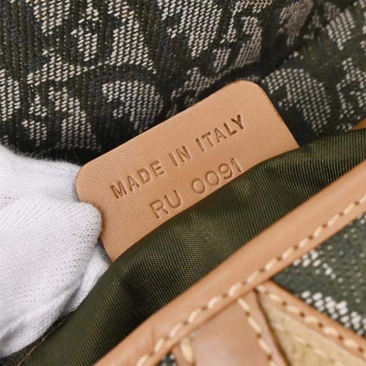 Pre Owned Dior Trotter Double Saddle Green Canvas Saddle Bag