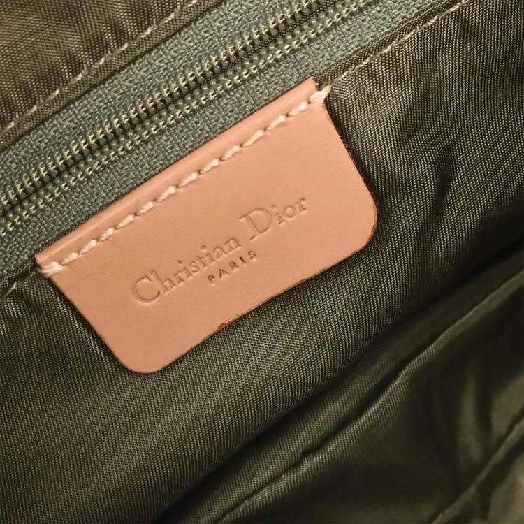 Pre Owned Dior Trotter Double Saddle Green Canvas Saddle Bag