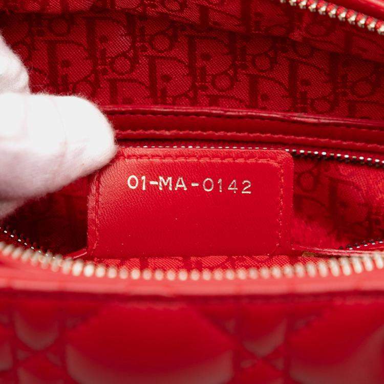Pre Owned Dior Red Large Lambskin Cannage Lady Dior