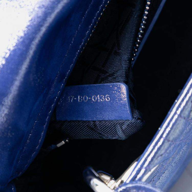 Pre Owned Dior Blue Mini Iridescent Lambskin Cannage Lady Dior