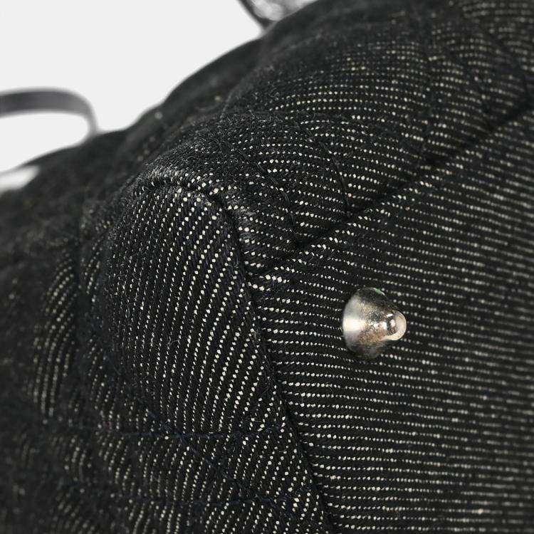 مملوكة مسبقًا Christian Dior Black Denim Lady Dior Cannage Handbag