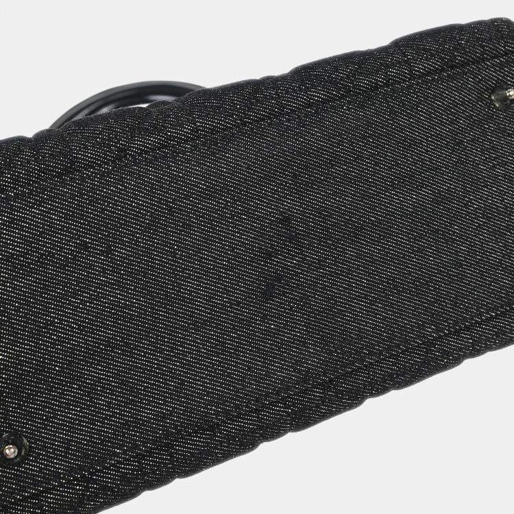 مملوكة مسبقًا Christian Dior Black Denim Lady Dior Cannage Handbag