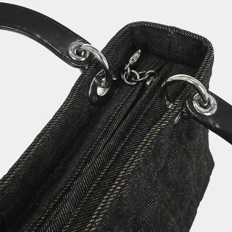 مملوكة مسبقًا Christian Dior Black Denim Lady Dior Cannage Handbag