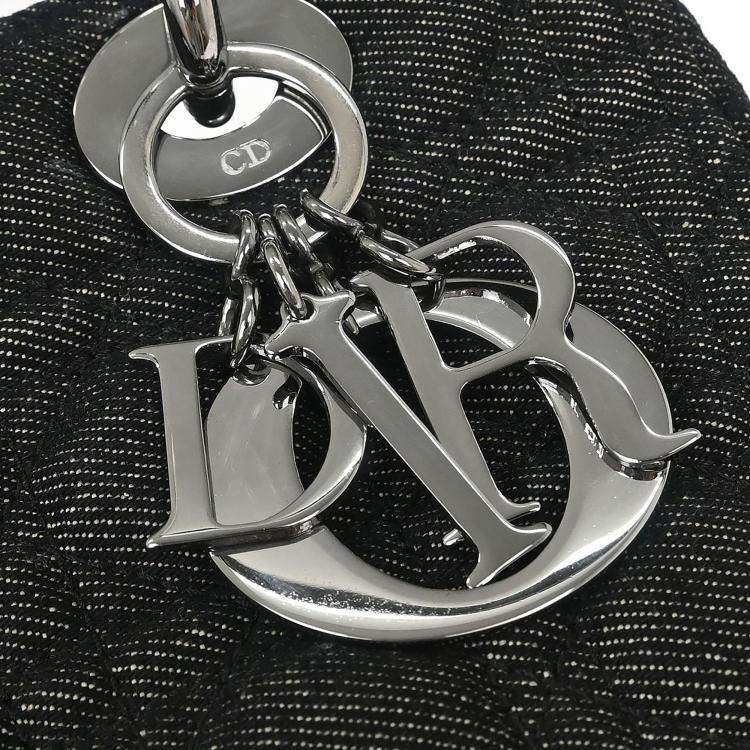 مملوكة مسبقًا Christian Dior Black Denim Lady Dior Cannage Handbag