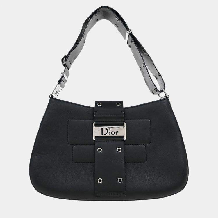 Pre Owned Dior Street Chic Columbus Black Leather Shoulder Bag