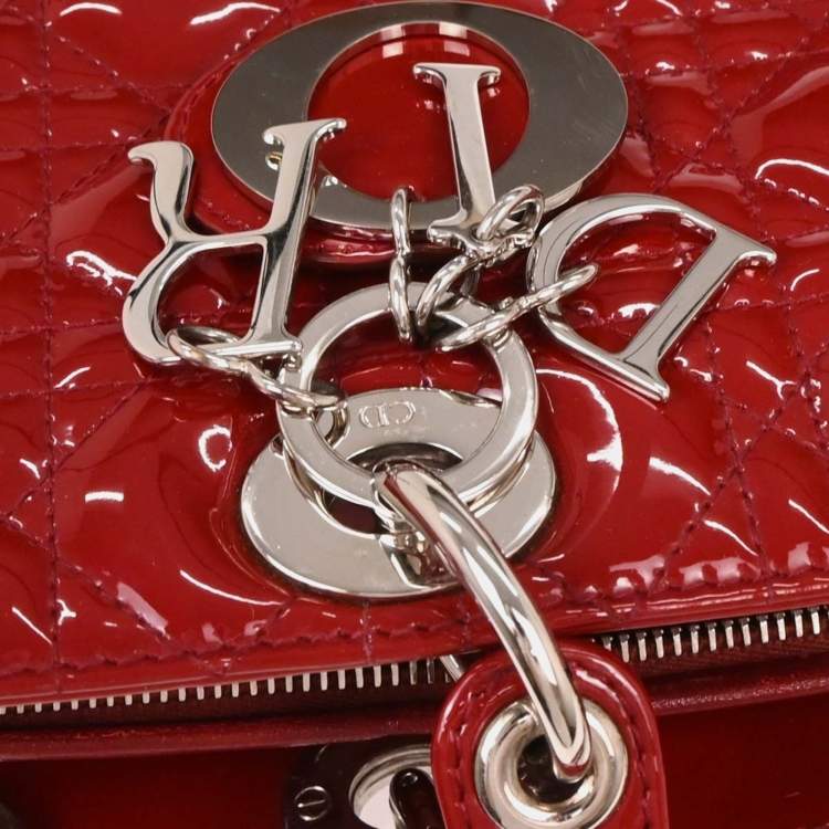 مملوكة مسبقًا Dior Lady Dior Red Patent Leather Top Handle Bag