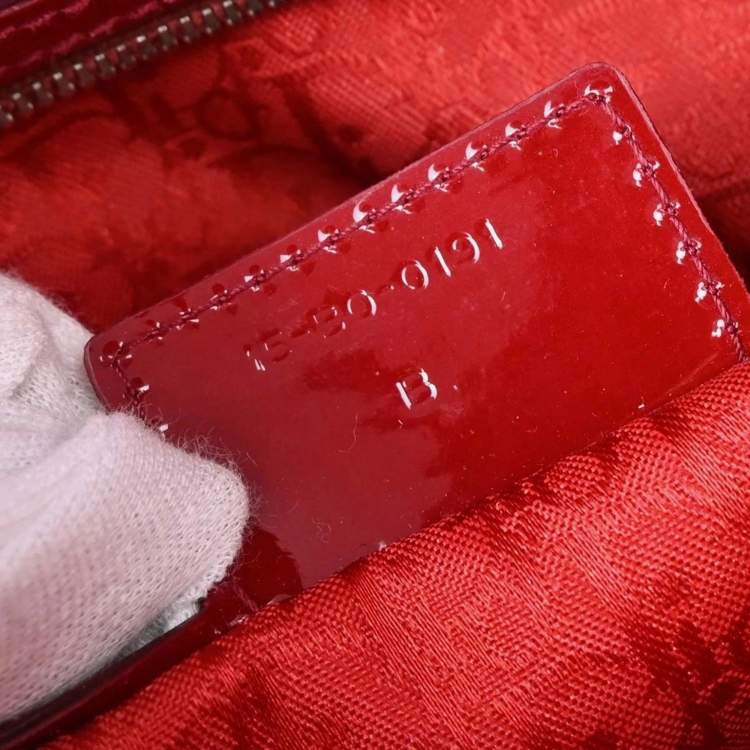 مملوكة مسبقًا Dior Lady Dior Red Patent Leather Top Handle Bag