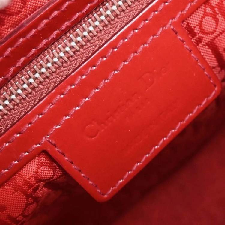 مملوكة مسبقًا Dior Lady Dior Red Patent Leather Top Handle Bag