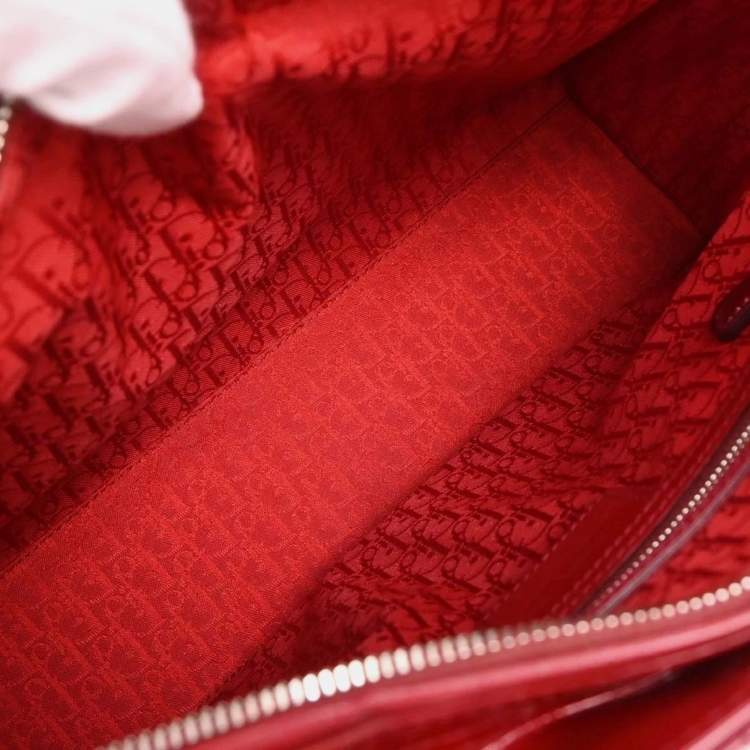 مملوكة مسبقًا Dior Lady Dior Red Patent Leather Top Handle Bag