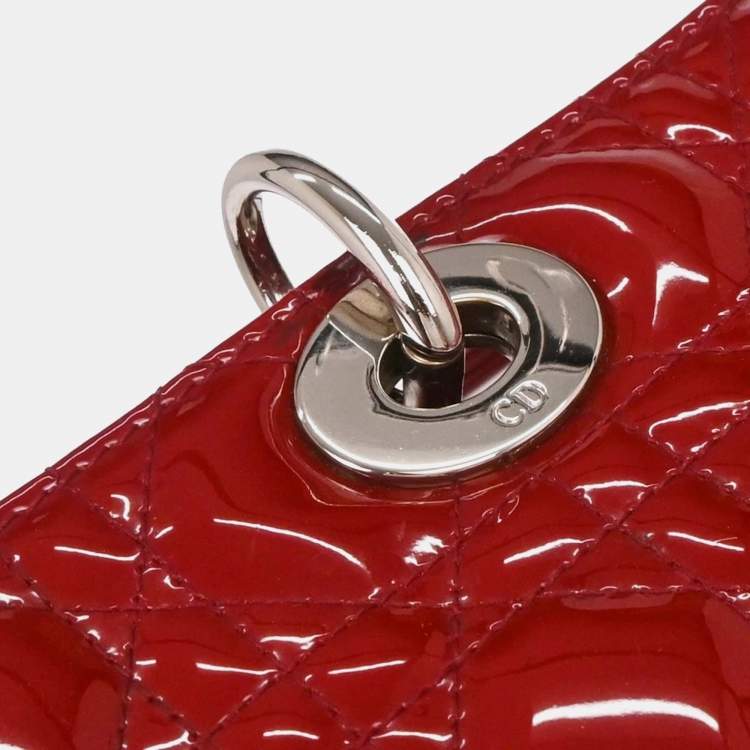 مملوكة مسبقًا Dior Lady Dior Red Patent Leather Top Handle Bag