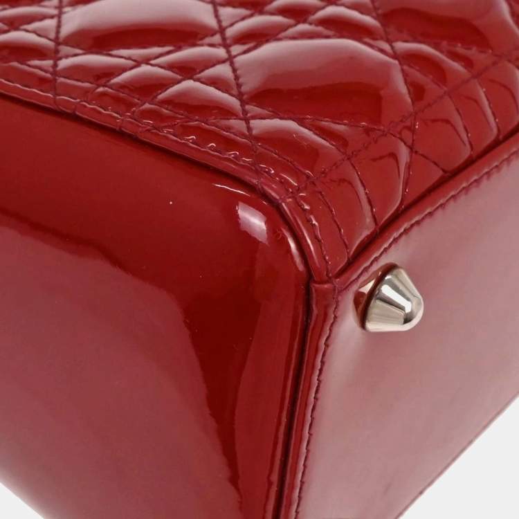 مملوكة مسبقًا Dior Lady Dior Red Patent Leather Top Handle Bag