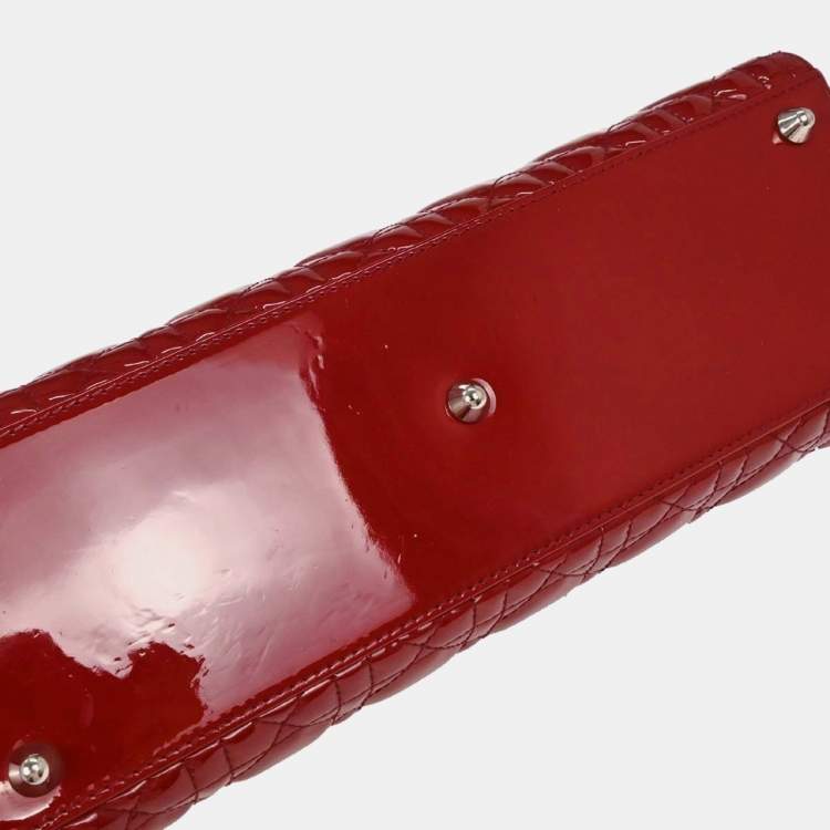 مملوكة مسبقًا Dior Lady Dior Red Patent Leather Top Handle Bag