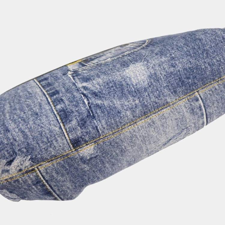 Pre Owned Christian Dior Blue Canvas Denim Print Shoulder Bag