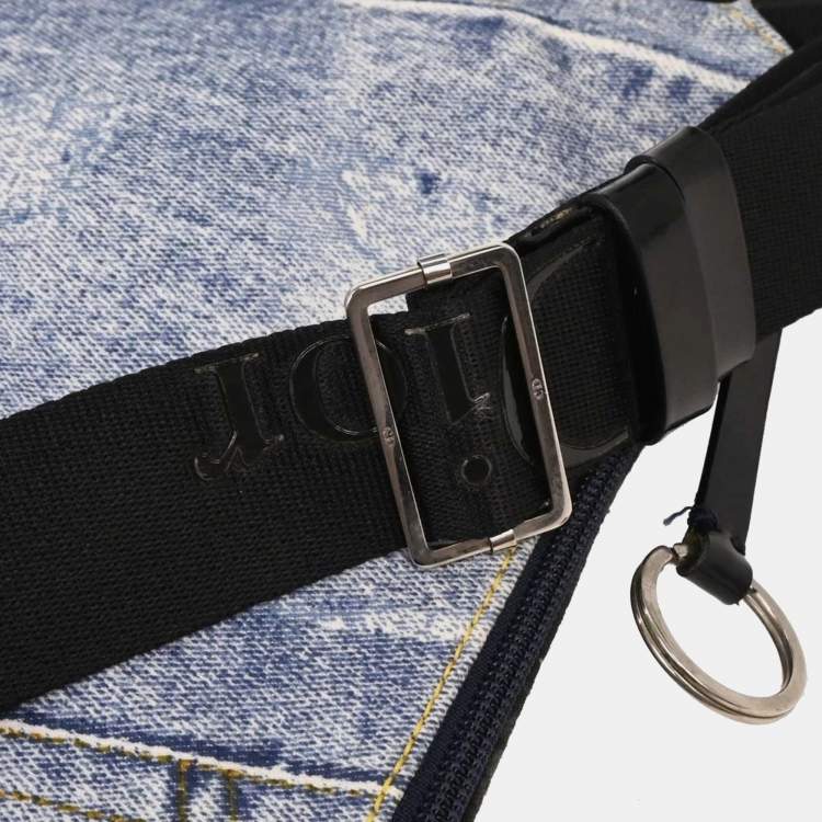 Pre Owned Christian Dior Blue Canvas Denim Print Shoulder Bag