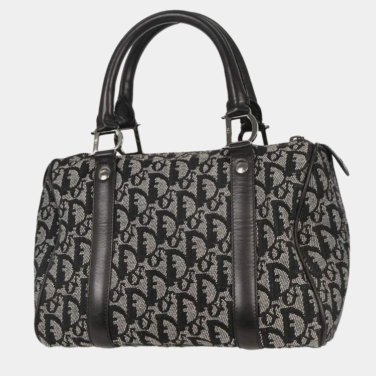 Pre Owned Dior Trotter Black Canvas Duffel Bag