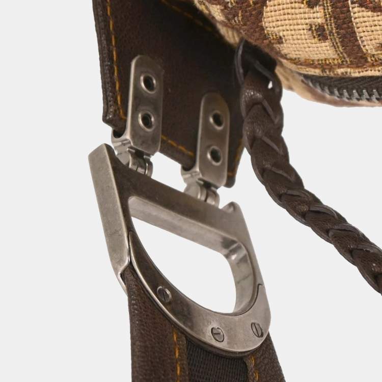 Pre Owned Dior Trotter Beige Canvas Shoulder Bag