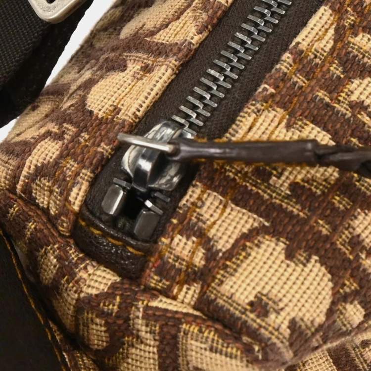 Pre Owned Dior Trotter Beige Canvas Shoulder Bag