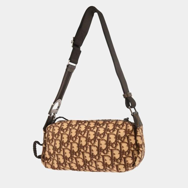 Pre Owned Dior Trotter Beige Canvas Shoulder Bag