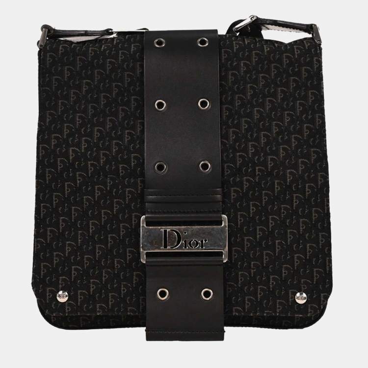 Pre Owned Dior Trotter Street Chic Black Canvas Shoulder Bag