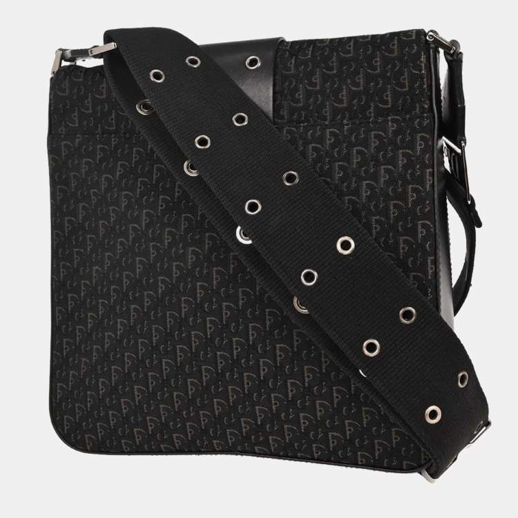 Pre Owned Dior Trotter Street Chic Black Canvas Shoulder Bag