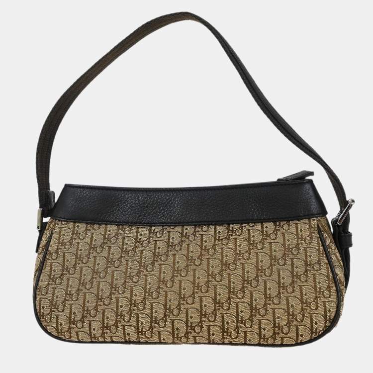 Pre Owned Dior Trotter Beige Canvas Shoulder Bag