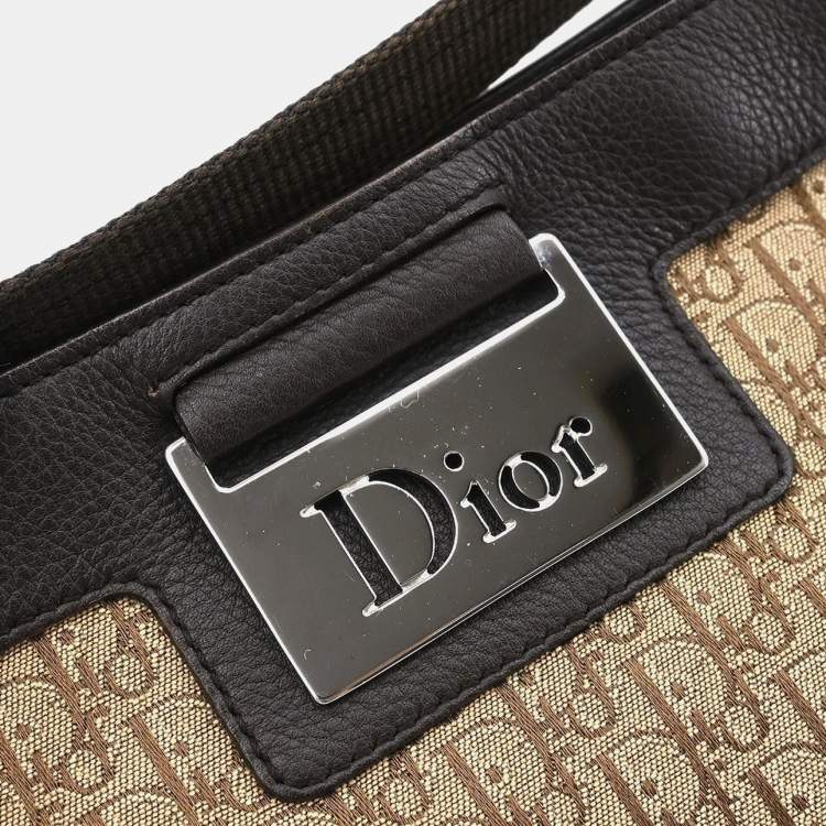 Pre Owned Dior Trotter Beige Canvas Shoulder Bag